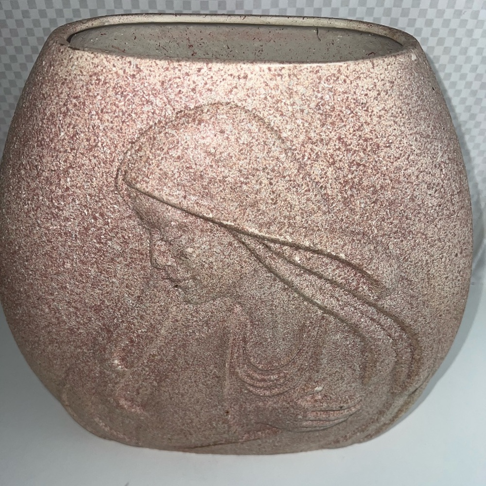 South West NAVAJO INDIAN SAND ART VASE.‎ 3D Art Native Women. 23”X12